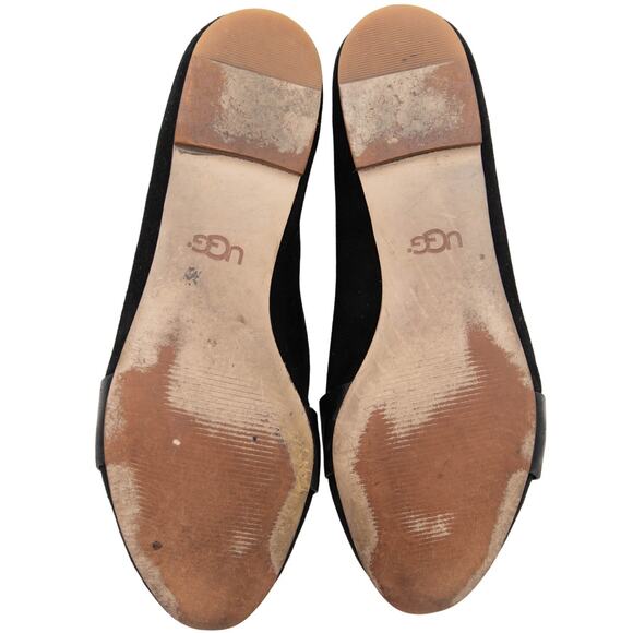 UGG Black Suede Pointe Toe Jonette Flat Shoes Size 7 - Picture 7 of 11
